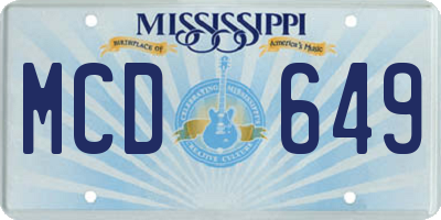 MS license plate MCD649