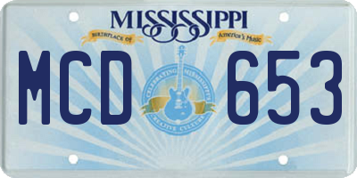 MS license plate MCD653