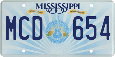 MS license plate MCD654