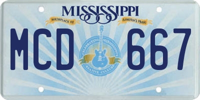 MS license plate MCD667