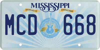 MS license plate MCD668