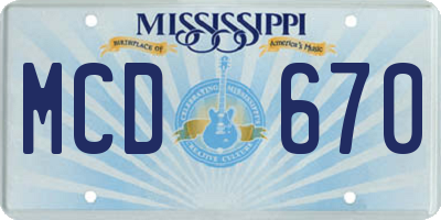 MS license plate MCD670