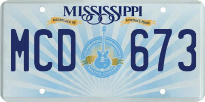 MS license plate MCD673