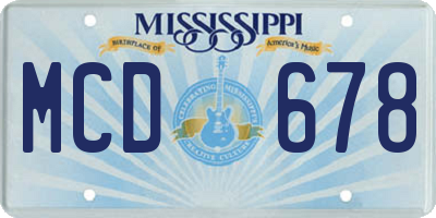 MS license plate MCD678