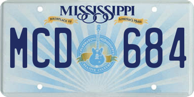 MS license plate MCD684