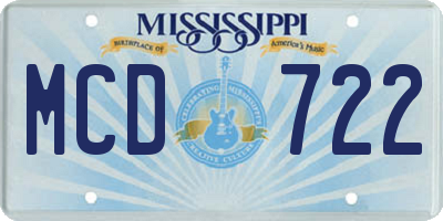 MS license plate MCD722