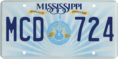 MS license plate MCD724