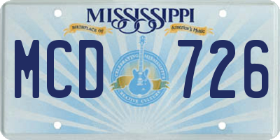 MS license plate MCD726