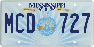 MS license plate MCD727