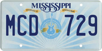 MS license plate MCD729