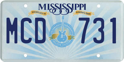 MS license plate MCD731
