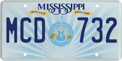 MS license plate MCD732