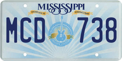 MS license plate MCD738