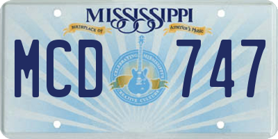MS license plate MCD747