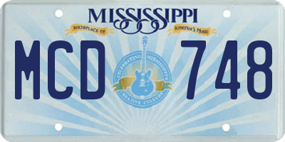 MS license plate MCD748