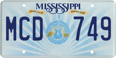 MS license plate MCD749