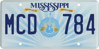 MS license plate MCD784