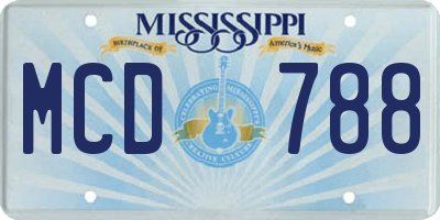 MS license plate MCD788