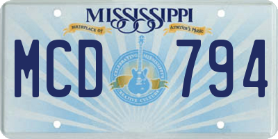 MS license plate MCD794