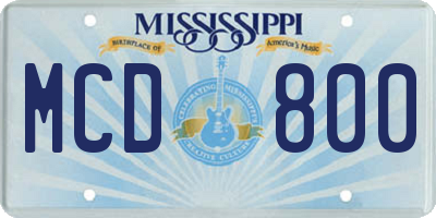 MS license plate MCD800