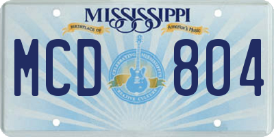 MS license plate MCD804