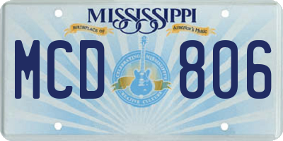 MS license plate MCD806