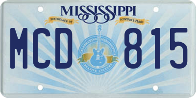 MS license plate MCD815
