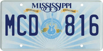 MS license plate MCD816