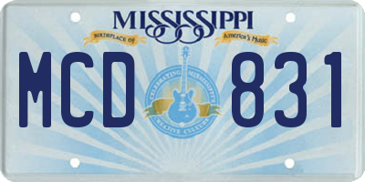 MS license plate MCD831