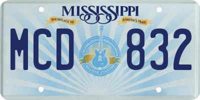 MS license plate MCD832