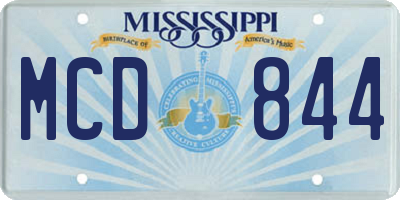 MS license plate MCD844