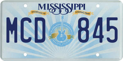 MS license plate MCD845