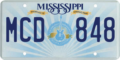 MS license plate MCD848