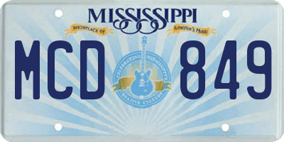 MS license plate MCD849