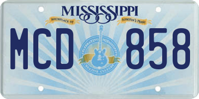 MS license plate MCD858
