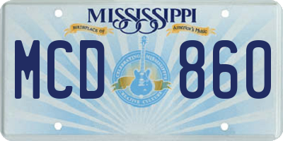 MS license plate MCD860
