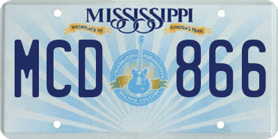 MS license plate MCD866