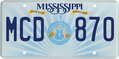 MS license plate MCD870