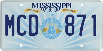MS license plate MCD871