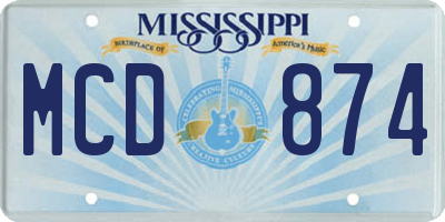 MS license plate MCD874