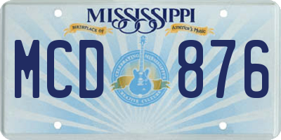 MS license plate MCD876