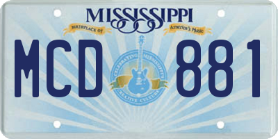 MS license plate MCD881