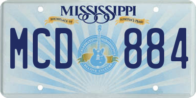 MS license plate MCD884