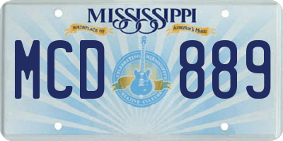 MS license plate MCD889