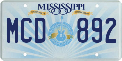 MS license plate MCD892