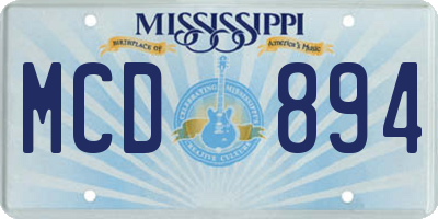 MS license plate MCD894