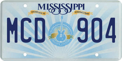 MS license plate MCD904