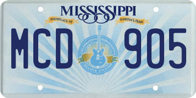 MS license plate MCD905