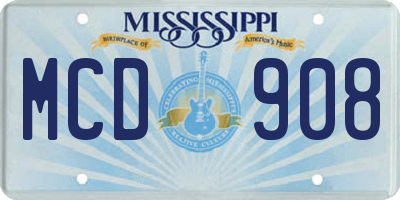 MS license plate MCD908