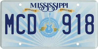 MS license plate MCD918